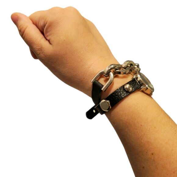 Geneva Platinum No. 9646 Black Leather Wrap Around Watch - Picture 5 of 14